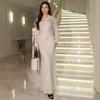 Autumn new European, American Amazon cross-border V-neck temperament polka dot long skirt long coat two-piece set