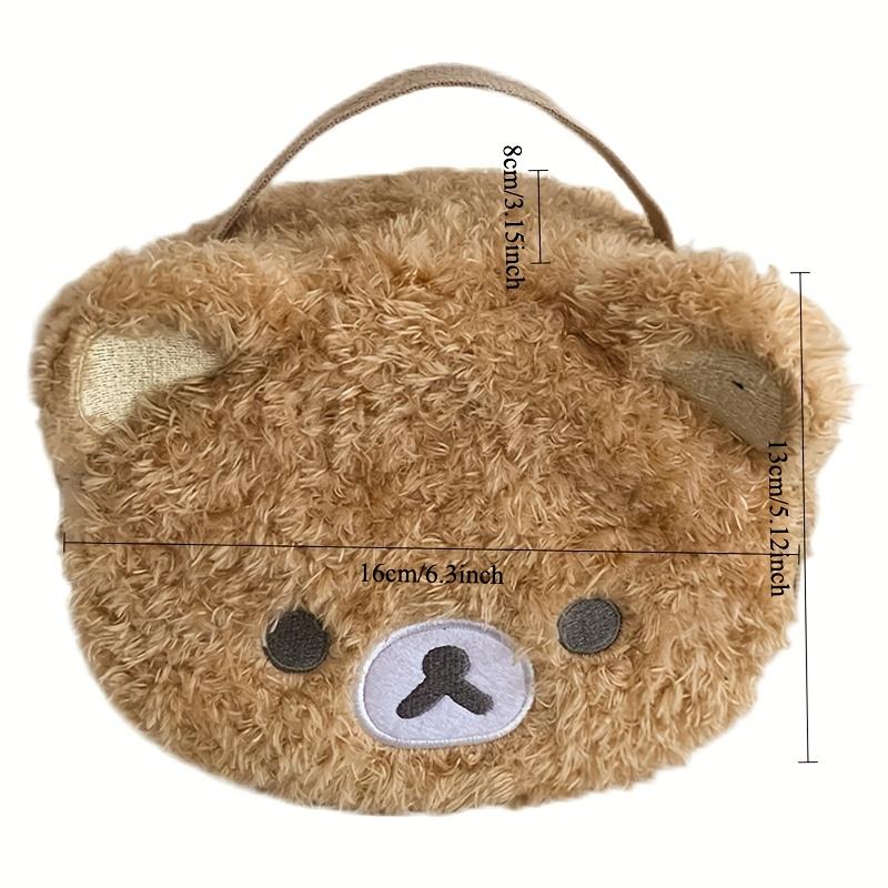 Adorable 3D Bear Makeup Bag with Embroidery & Mesh Pocket. Portable Travel Toiletry Organizer for Women.