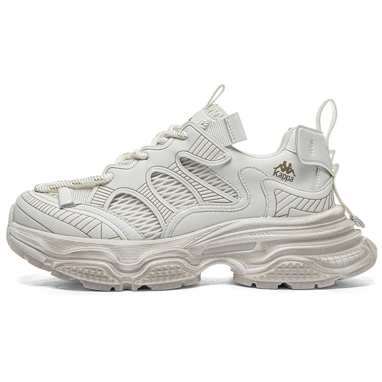 Kappa Urban Sports Mesh Breathable Platform Comfortable Versatile Non-Slip Wear-Resistant Low-Top Dad Shoes Women Sneaker White K0E25MC62J-012