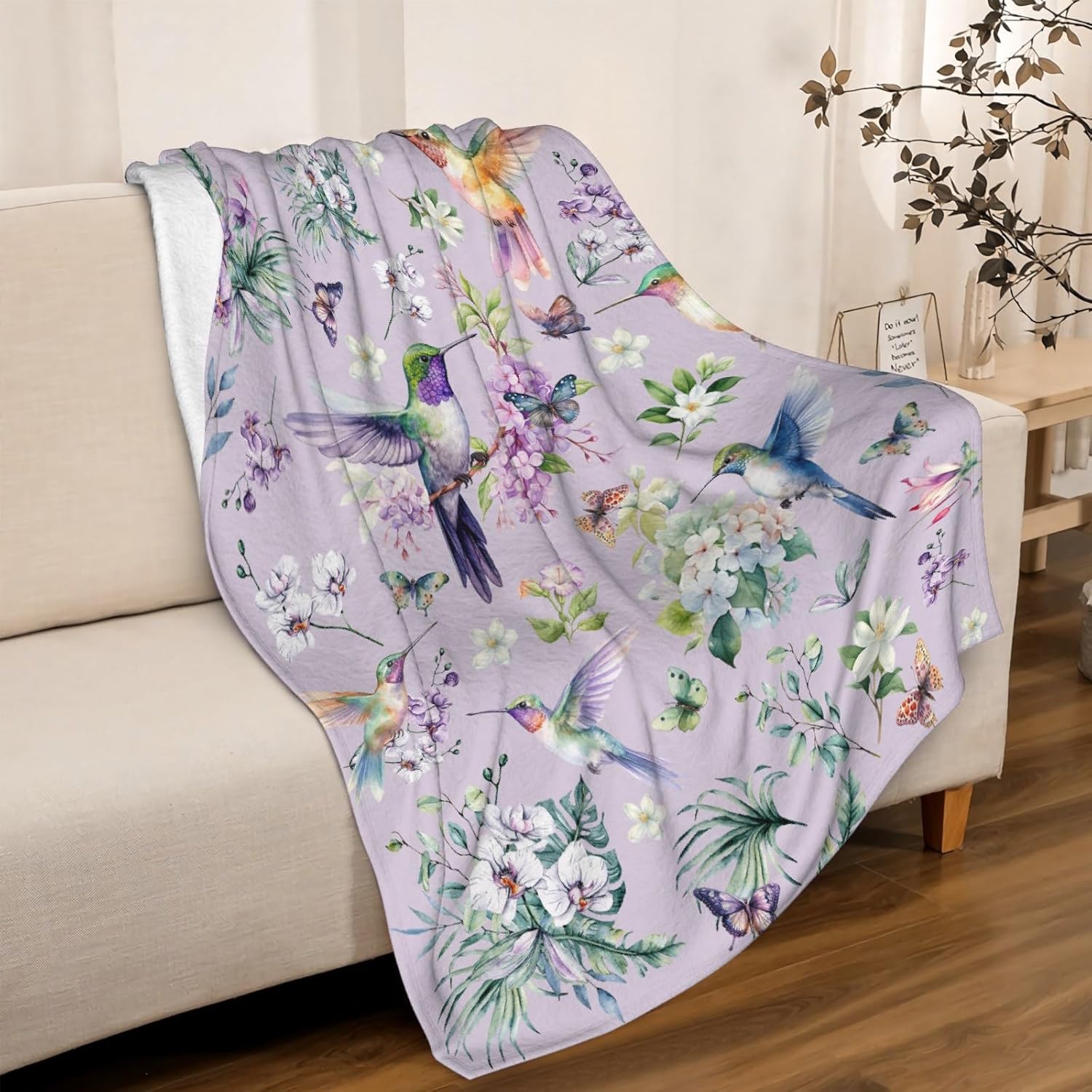 Hummingbird Throw Blanket is Super Soft and Warm,The Lightweight Flannel Blanket is for All-Season Use,A Great Choice for Gifts 75X95CM