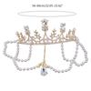 Baroque Gold Wedding Crown Pearl Bride Tiara Leaves Crown and Tiara Crystal Bridal Headpieces for Women and Young Girls