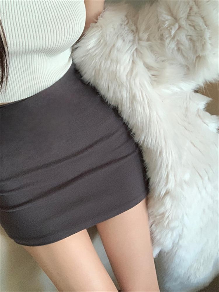 Women's Spicy Grey Bodycon Midi Skirt - Autumn Tummy-Control A-Line Pencil Skirt