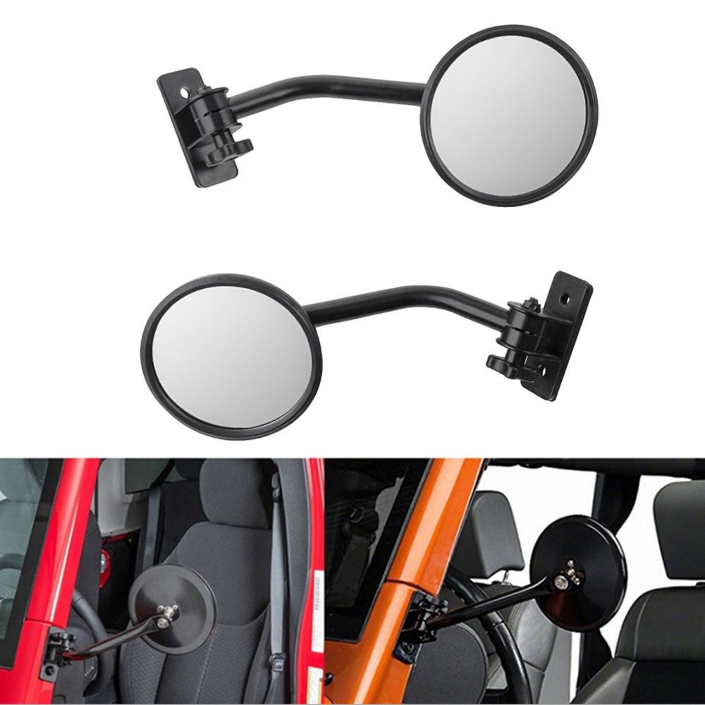 Car Rearview Side Mirror Adjustable Door Hinge Side Rear View Mirrors for Jeep Wrangler CJ YJ TJ JK JL 1997-2023