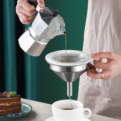 4Pcs Stainless Steel Funnel with Handle 200 Fine Mesh Filter Cleaning Brush Liquid Oil Jam Transferring Funnel Strainer Kitchen Supplies