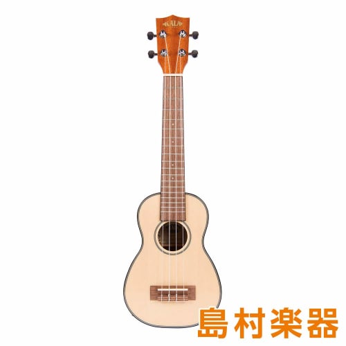 KALA Solid Spruce Top Mahogany Series Ukulele, Soprano, Long Neck, KA-SSLNG (Case Included)