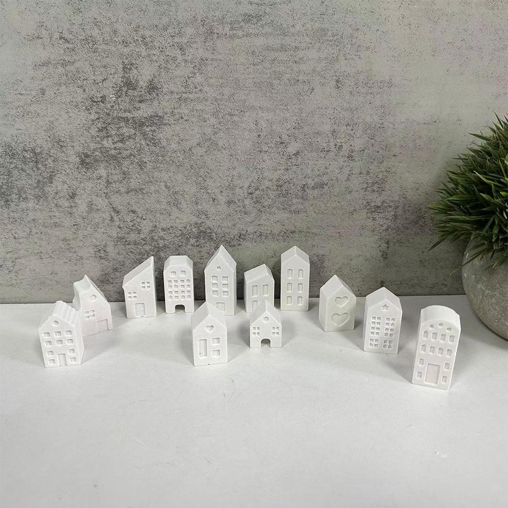Forma na świece 3D w stylu nordyckim dom 12-dołkowa mini domki gips beton cement forma DIY gips architektura do dekoracji domu prezenty