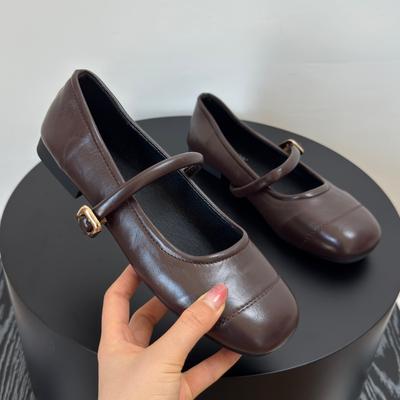 Designer Spring Square Toe Women Ballet Flats Comfort Soft Sole Leather Single Shoes Ladies Eelgant Dress Grandma Shoes