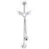 Wing Heart Belly Button Rings Shiny Inlay Dangle Hypoallergenic Steel Navel Piercing For Beach Parties Daily Wear