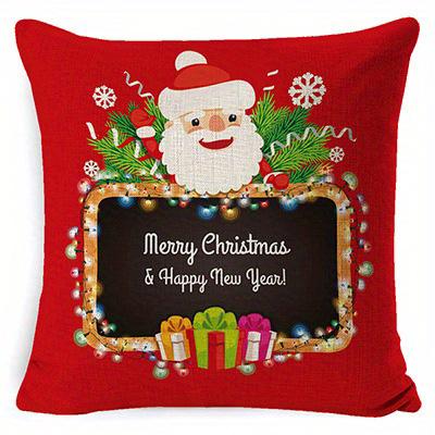 Short Plush Material Pillowcasehome Decor Merry Christmas & Happy New Year Pillow Covers Pattern Cushion Cover Suitable For Sofa