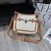 Lychee pattern 28CM gypsy women's bag first layer cowhide canvas messenger bag