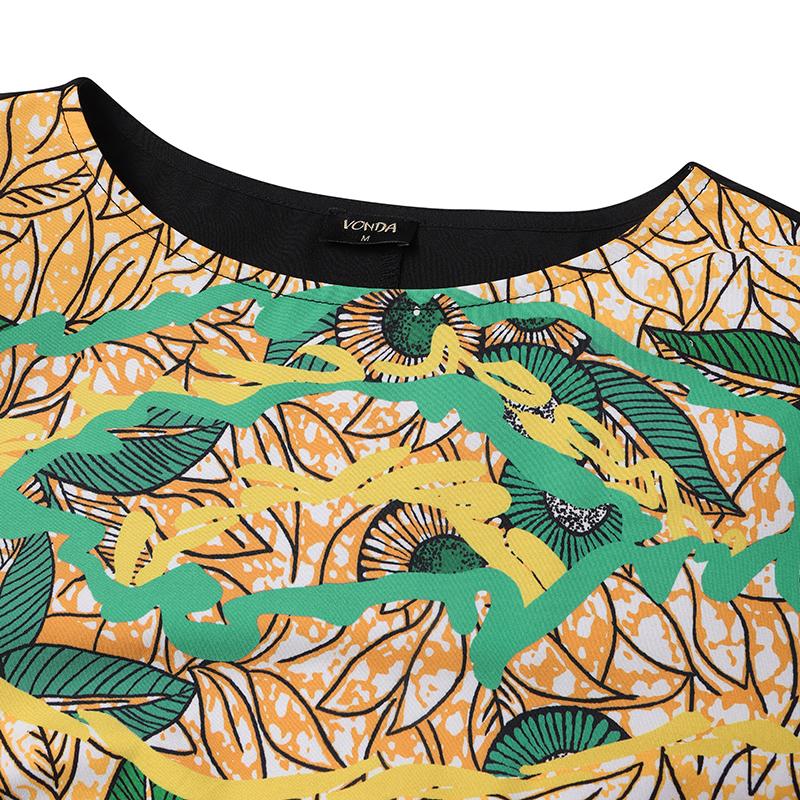 Oversized Women's 3/4 Sleeve Round Neck Floral Printed Long Dresses