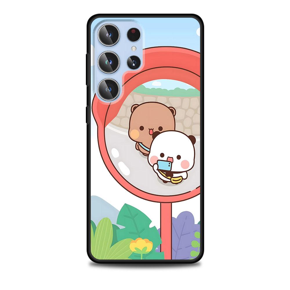 Peach And Goma Cat Case for Samsung Galaxy S23 S21 S20 FE S24 S22 Ultra S10 S10e S9 Plus Soft Black TPU Phone Cover Bumper