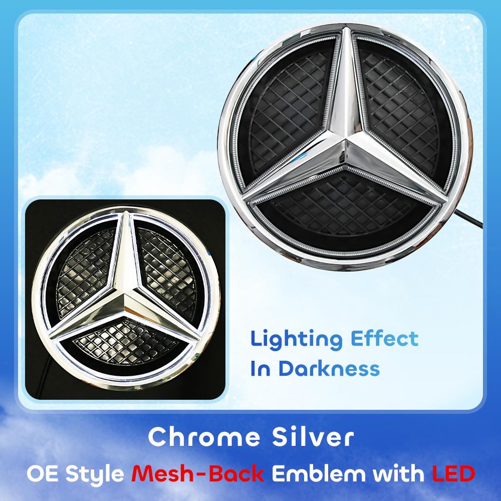 Chrom Silber OE Stern Frontgrill Emblem Mit LED Chrom Silber Glänzend B C E S R SL ML GL GLA Für Mercedes Benz GLK-Klasse