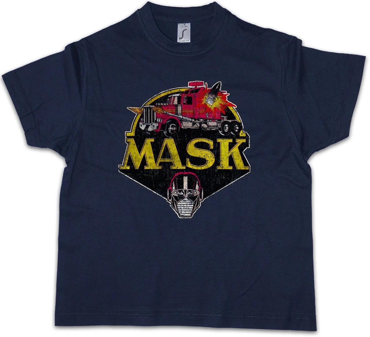 MASK LOGO Kids Boys T-Shirt Cartoon Kult TV Series Retro 80s Mask 140