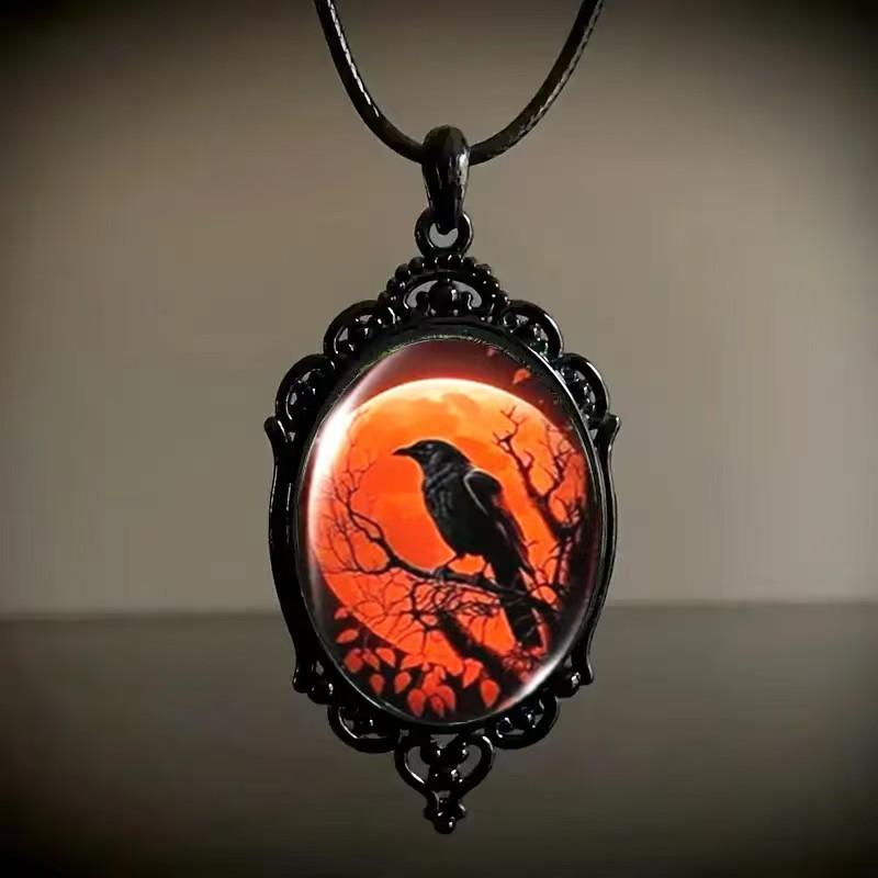 Collier Pendentif Gemme du Temps Motif Chauve-Souris Sombre Bijoux