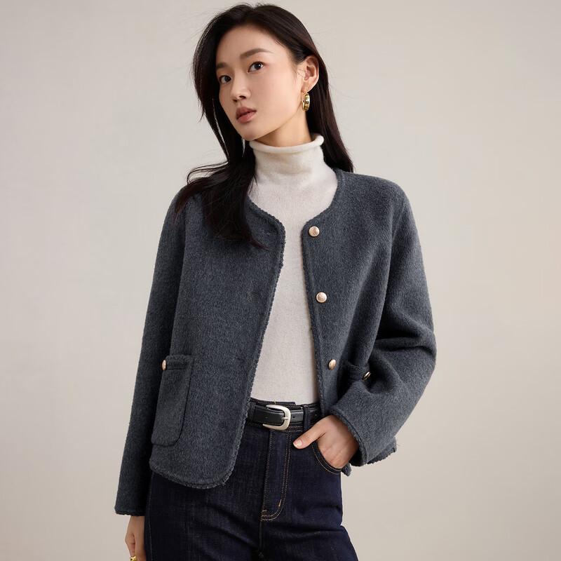 Shangdubila Women's Pure Wool Tweed Short Coat