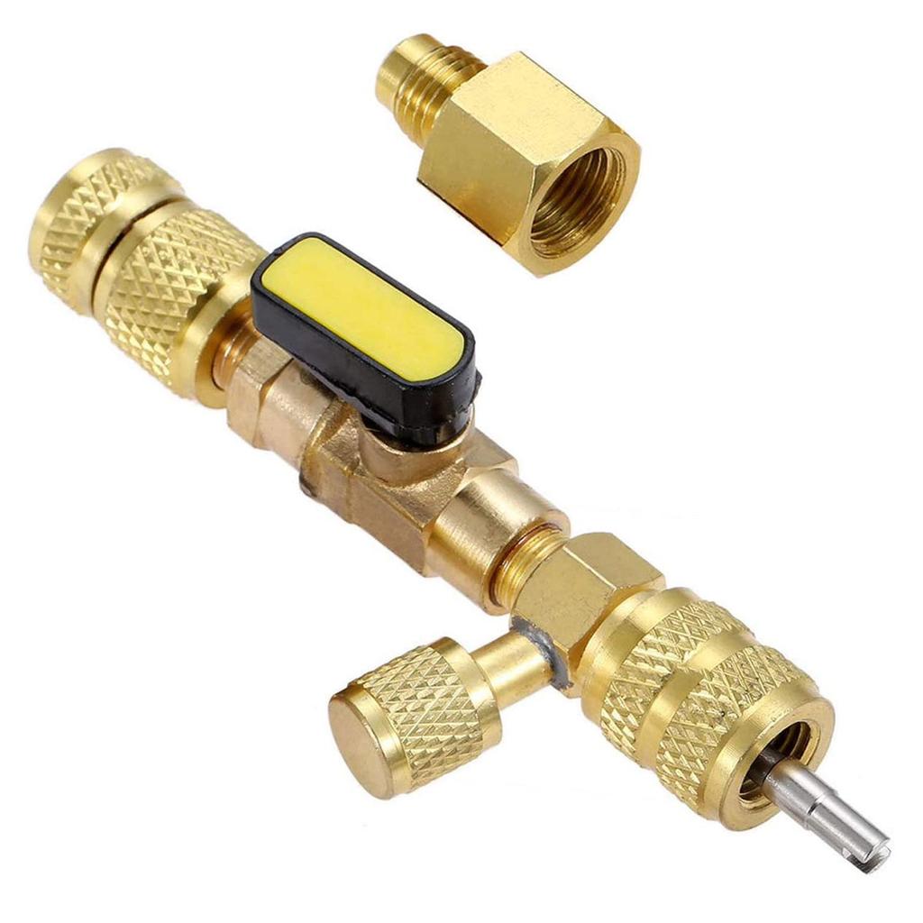 Valve Core Remover Installer Tool Kit with Dual Size 1/4 & 5/16 Port for with R22 R12 R407 R410 R404 R32 R600 HVAC System