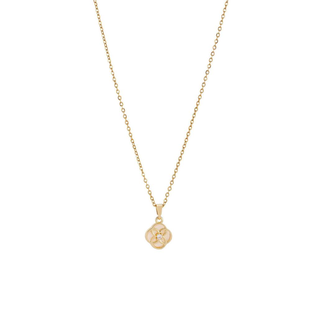 2024 Spring/Summer Four-Leaf Clover Shell Necklace for Women - Luxury Titanium Steel Clavicle Chain Pendant
