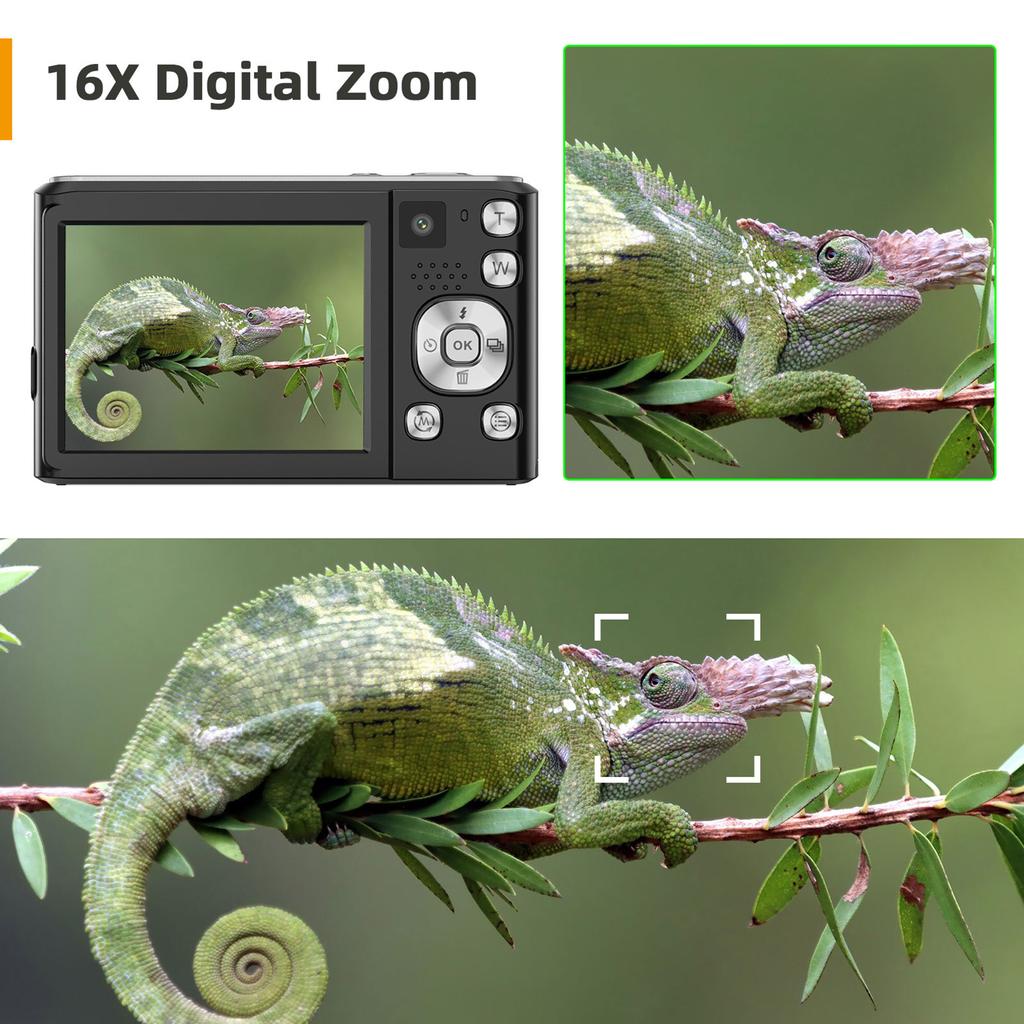 4K Digital Camera Digital Video Camera 48MP Dual Lens 2.8 Inch IPS Screen Auto Focus 16X Digital Zoom Built in Flash