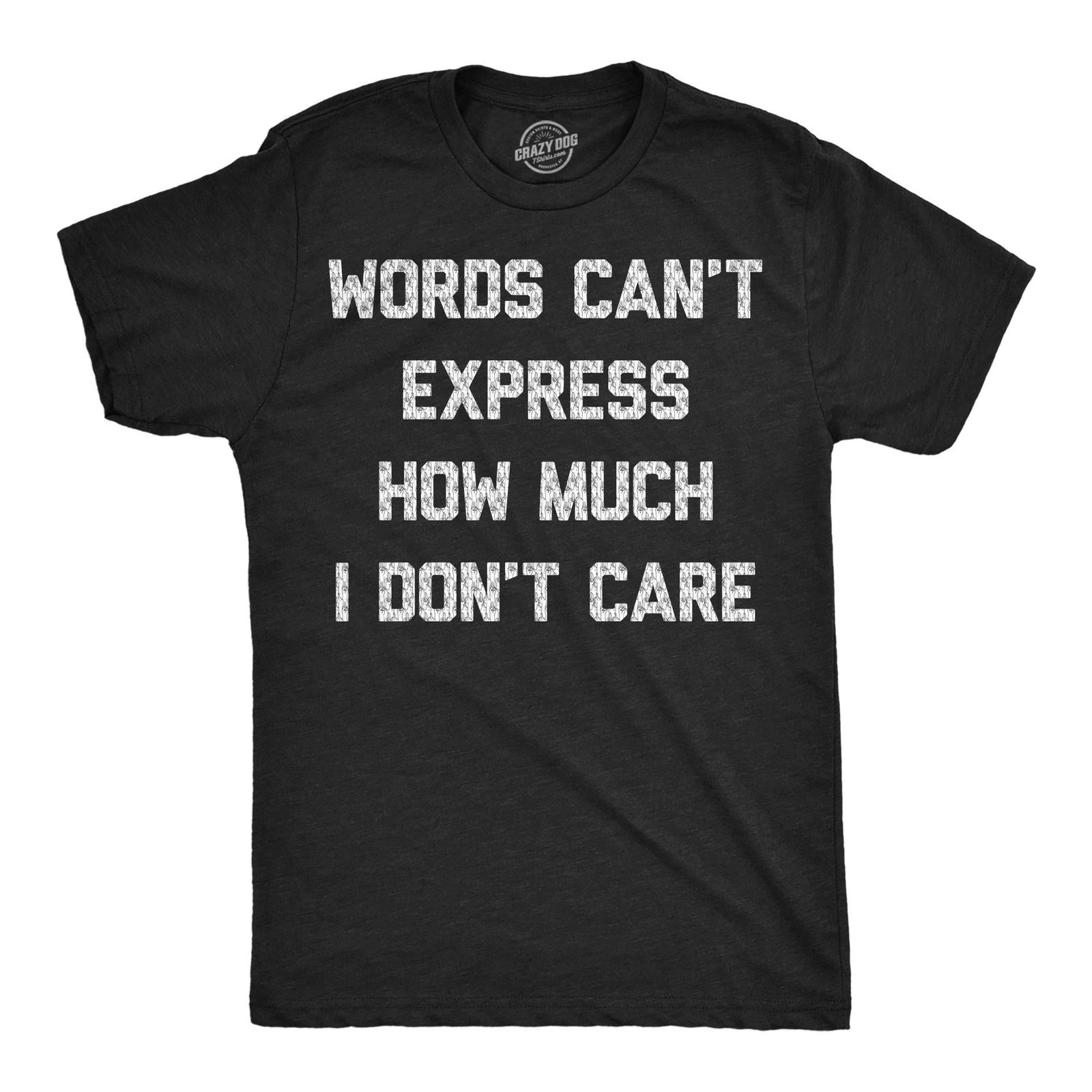 Mens Funny T Shirts Words Cant Express How Much I Dont Care Sarcastic Graphic L
