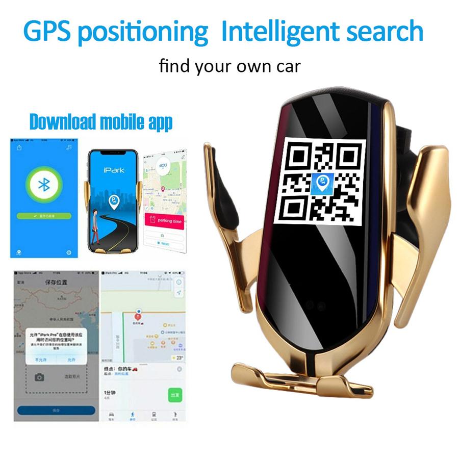 10W Wireless Charger Automatic Clamping Phone Holder GPS APP Positioning Finder