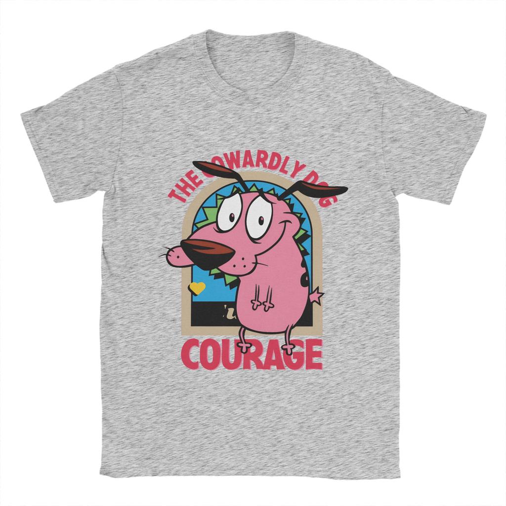 Casual T-Shirt Summer Courage Dog  Novelty T-Shirts  Cotton Tshirt for Men Y2K Basic Custom Logo Short Sleeve Clothes