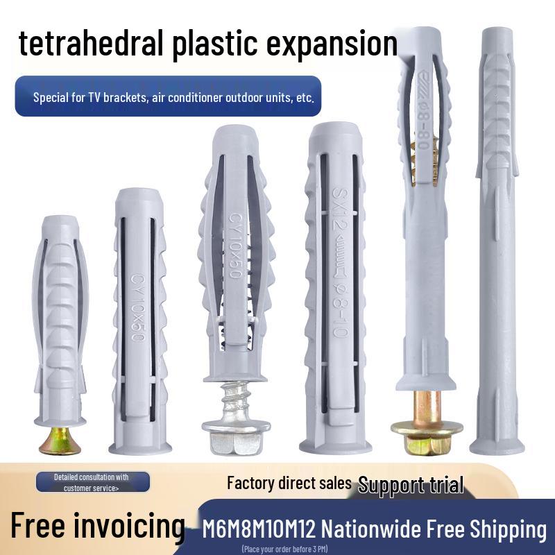 M10*50 Tetrahedron Plastic Expansion Tube for LCD TV Wall Mount & Outdoor AC Unit Bracket