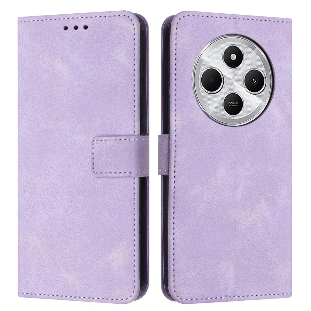 For Xiaomi Poco C75 4G/Redmi 14R 5G/14C 4G Leather Case Solid Color Wallet Protective Phone Cover