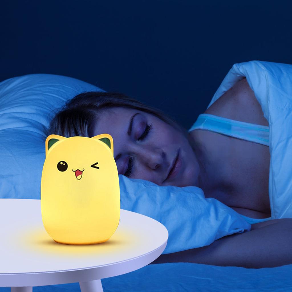 Night Light For Kids, Cute Silicone  Night Light With 3 Of Brightness, 7 Colors Rechargeable Lamp For Bedroom, Girls And Boys, Nursery, Baby Gifts,