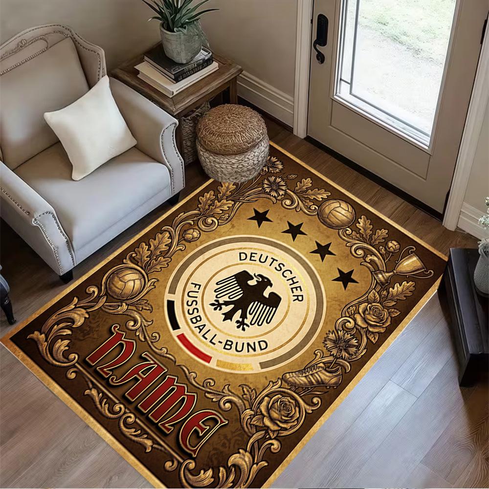 German Football Crest Artwork Floor Mat Perfect for Outdoor Dining Room Hallway Living Rooms Antislip Carpet Anime Office Decor