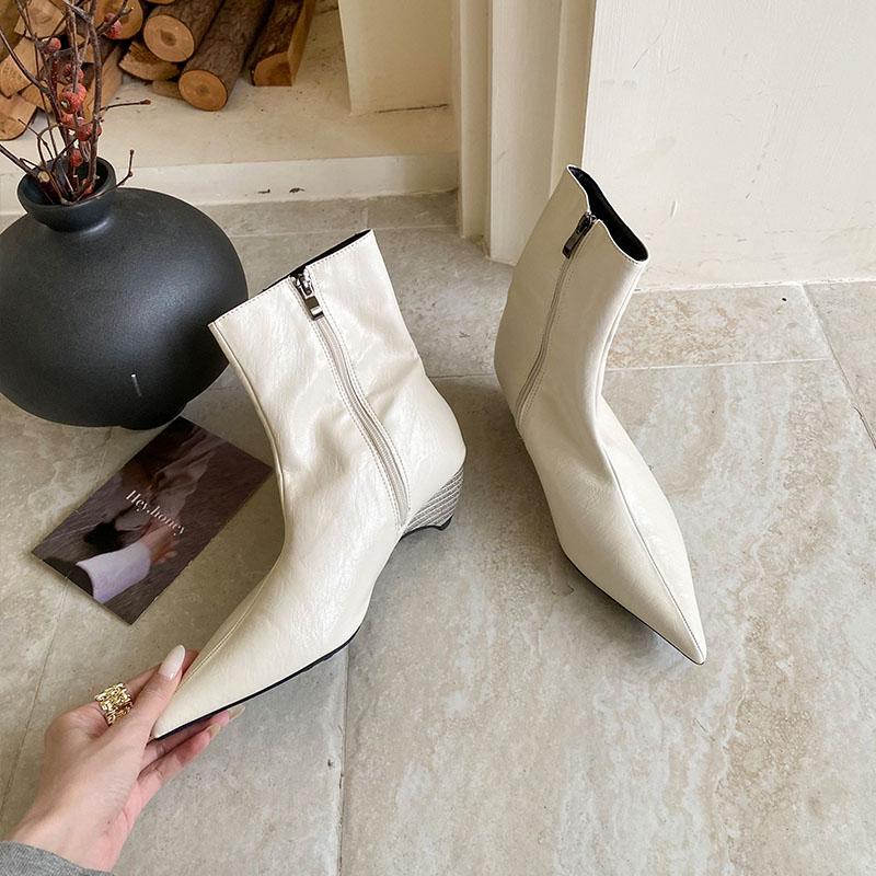 Fashion Fashion Pointed Toe Modern Women Ankle Boots With Low Heel Shoes Ladies Short Boots Female Zippers Shoes