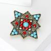 Vintage Turkish Tibetan Flower Brooch Brooch Anti-Light Buckle Pin Classic Temperament Clothing Accessories