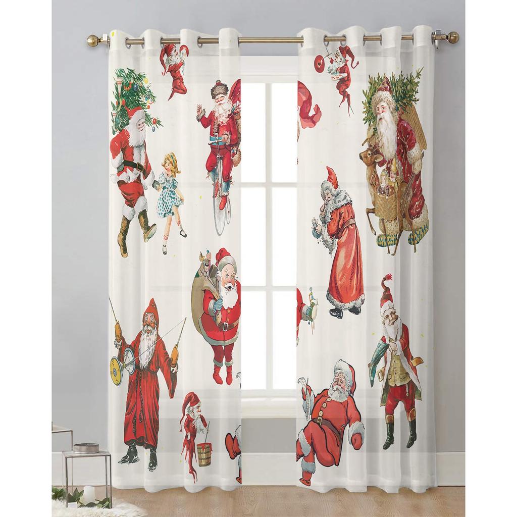 Jultomten Gåva Julgran Sovrum Voilegardin Fönsterbehandling Draperier Tyllgardiner för Vardagsrum Skira Gardiner