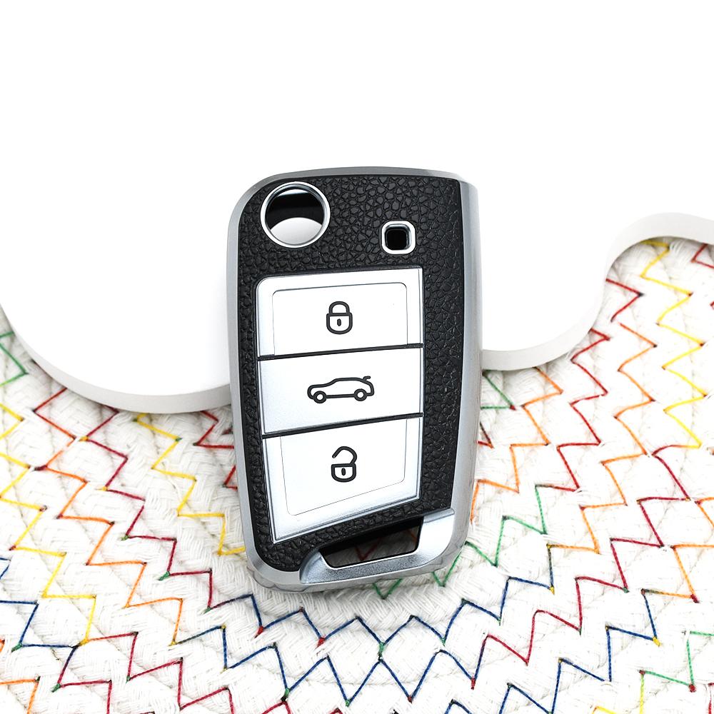 Leather Tpu Style Shell Fob Holder For Seat Ateca Leon Fr 2 Ibiza Car Key Case Cover For Vw Volkswagen Golf 7 Mk7 Tiguan Mk2