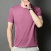 Brand 2025 Men's High-End Ice Silk Crew Neck Short Sleeve T-Shirt - Solid Color, Advanced Texture, New Summer Edition