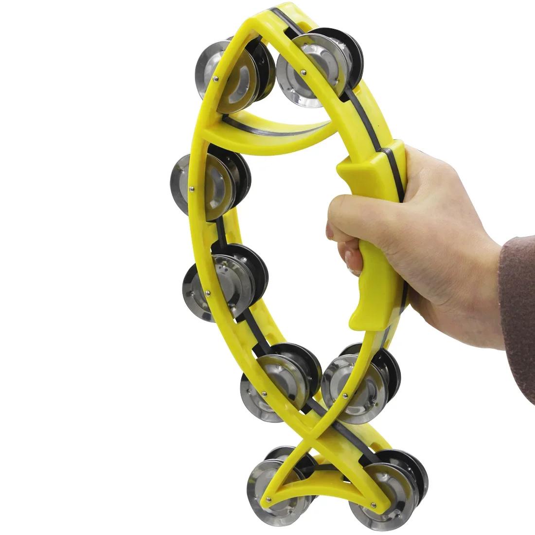 

IRIN Hand Held Bell Fish-shape Jingle Bell Children Enlightenment Music Toys Plastic Toys Double Tambourine Education Parts