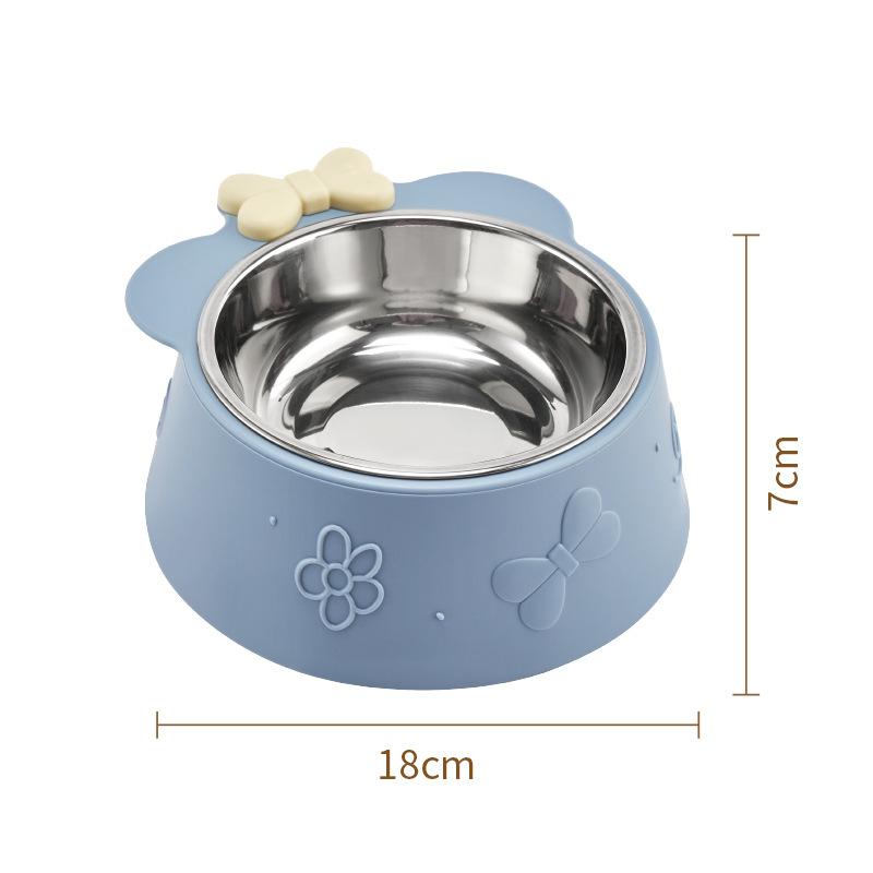 Miska pro domácí mazlíčky, super velká kapacita, miska pro psy, protiskluzová, proti převrácení, miska pro kočky z nerezové oceli, odnímatelná plastová miska s mašlí