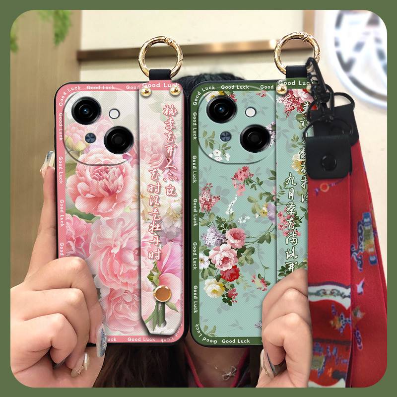 Dirt-resistant Wrist Strap Phone Case For Tecno POP9 4G/Spark GO 1/KL4 Anti-knock Anti-dust Soft case Durable Lanyard