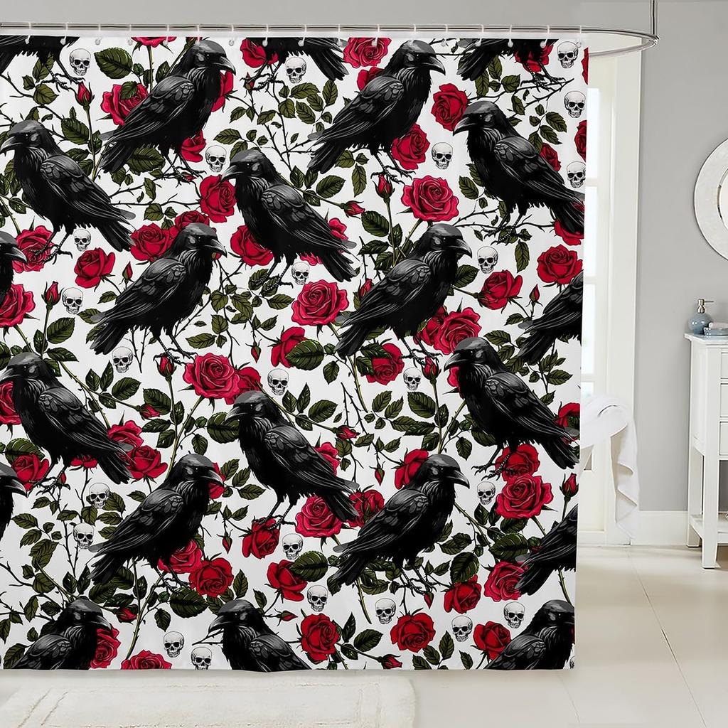 Black Cat Shower Curtain Pet Cats Bathroom Accessories Kitten Cute Halloween Gothic Kids Girls Boys White Black Waterproof Bath