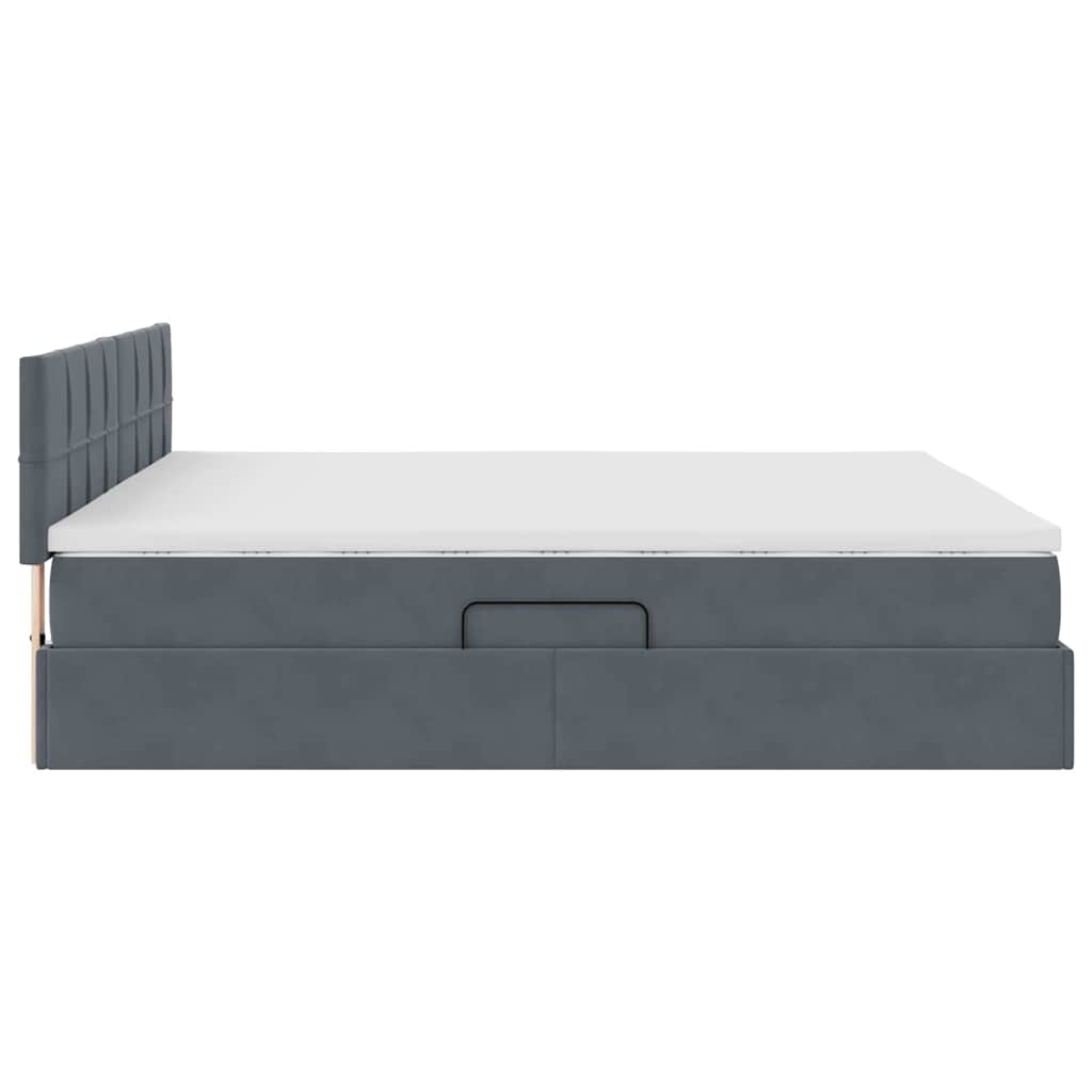 Storage Bed with Mattress Dark Gray 160 x 200 cm Velvet
