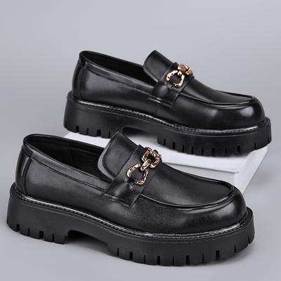 Italian Fashion Men's Casual Shoes Luxury Brand Business Shoes for Men Leather Thick Bottom Loafers Mocassin Wedding Dress Shoes