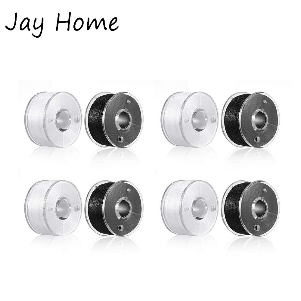 10/30Pcs Black White Sewing Machine Bobbins Spool Plastic Sewing Bobbins with Thread for Home Embroidery Machines Sewing Tools 10PCS