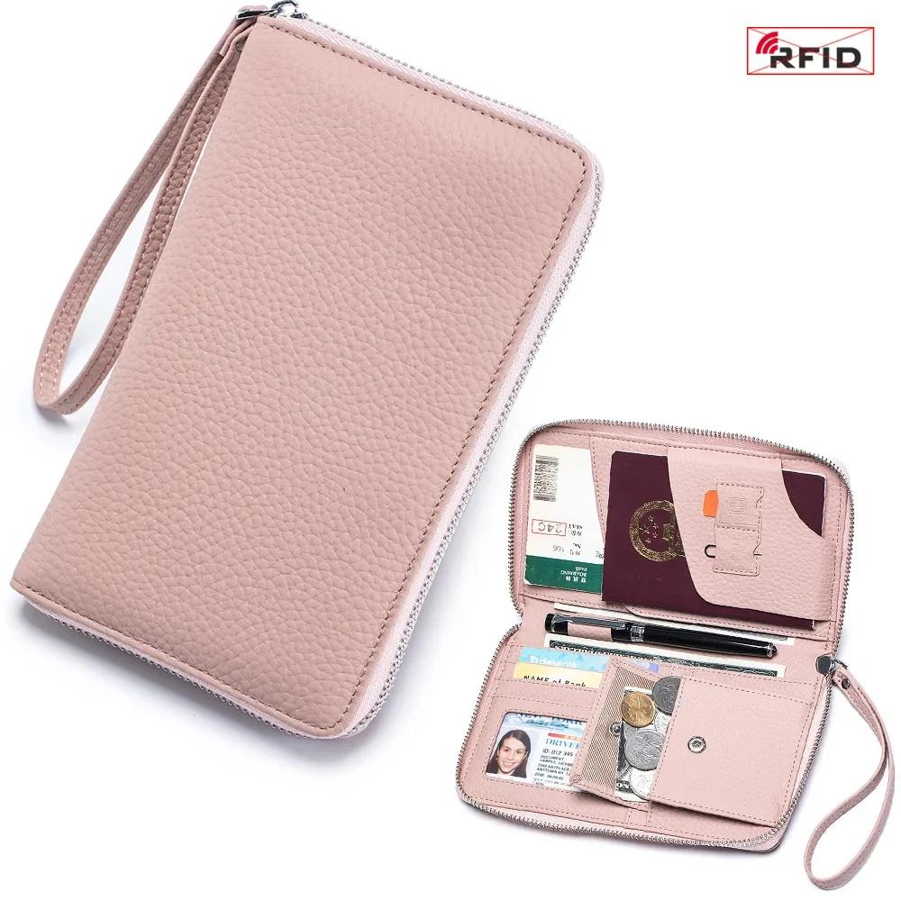 Large Wallet Passport Holder RFID Blocking Travel Documents Organizer Bag for Passport Credit Cards Boarding Passes Storage Bag
