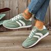 Women's Large Size Leather Color-Block Breathable Casual Shoes Flat Light Sports Single Shoes Running Shoes