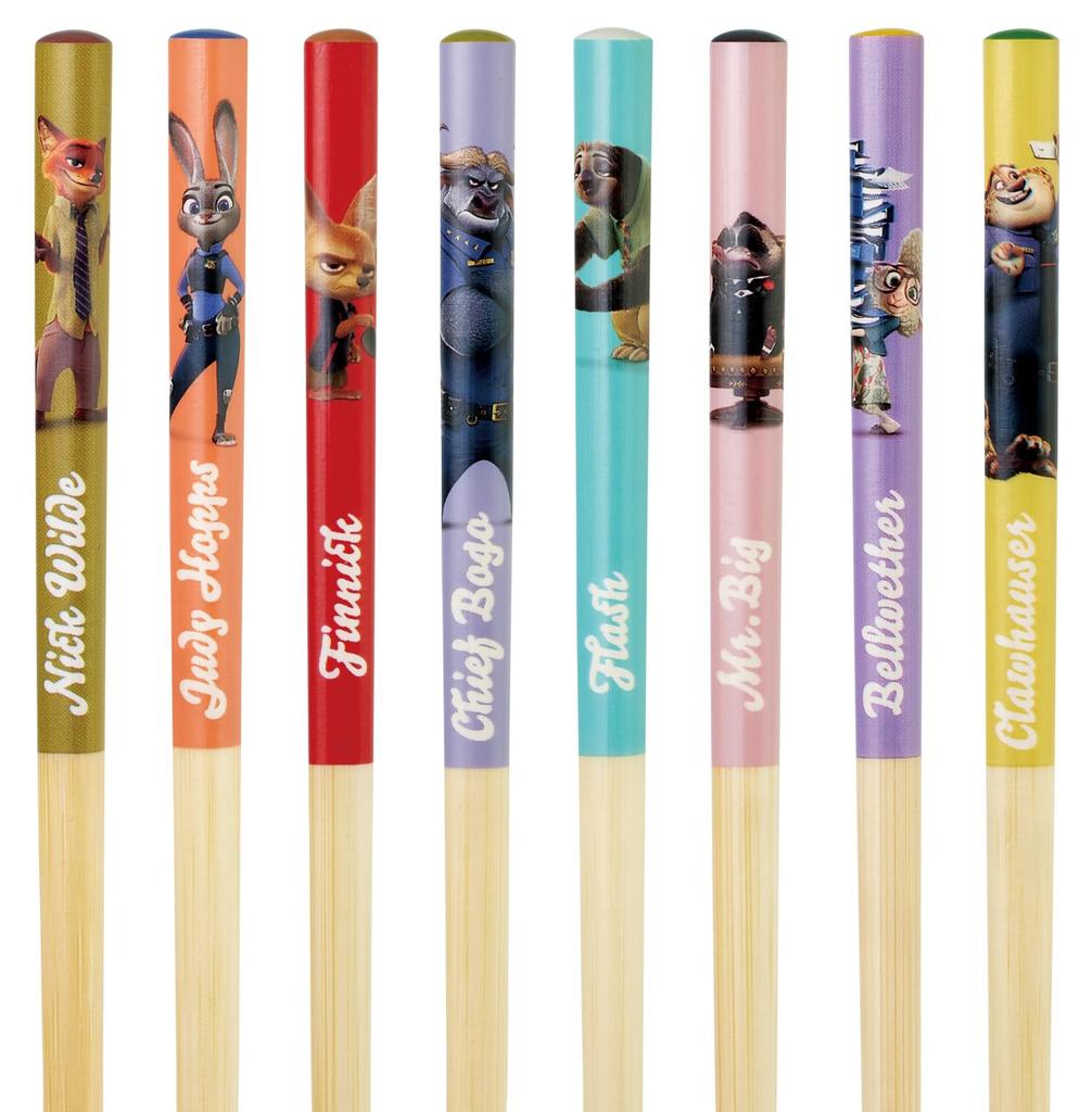 Skater Chopsticks Set of 21cm Bamboo Chopsticks with Disney Zootopia 8, Non-Slip Coating, Design, ANT4BOX-A