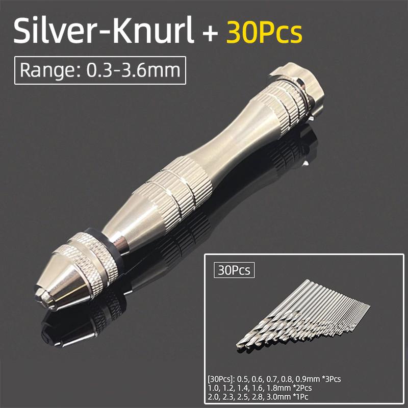 Mini Micro aluminiowa wiertarka ręczna 0.3-3.6mm z uchwytem bezkluczowym wiertła kręte HSS do biżuterii rzemieślniczej ręczne wiercenie narzędzia obrotowe
