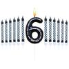 6Pcs 1 to 9 Number Candle For Racers Black and White Checkered Candle Anniversary Truck Candle Cake Topper Festival Candles Cake