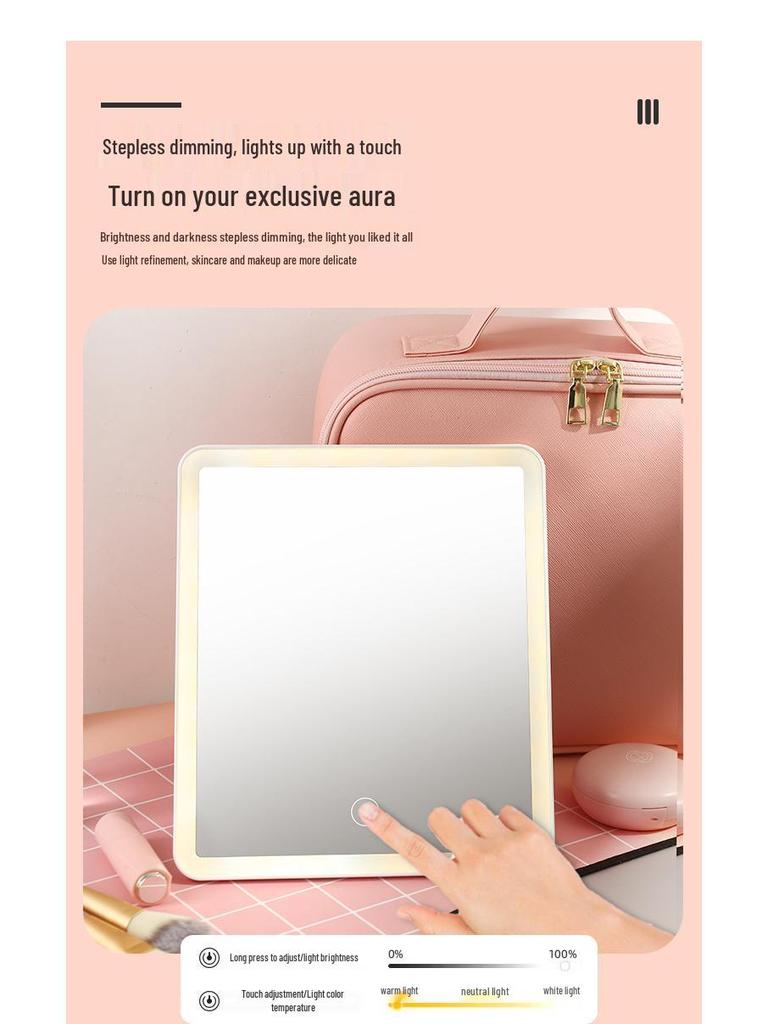 Portable LED Makeup Bag with Full Screen Mirror - Large Capacity Cosmetics Organizer