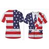 Summer Round Neck 3D American Flag Print Top Fashionable Casual Short Sleeved Men's T-shirts