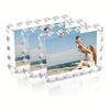 Clear Acrylic Picture Frame Magnetic Double Sided Photo Frame Freestanding Thick Block Scalloped Picture Frame for Desktop Display